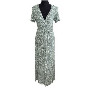 SHEIN Womens Cottagecore Ditsy Floral Smocked Waist Wrap Maxi Dress Size M Boho